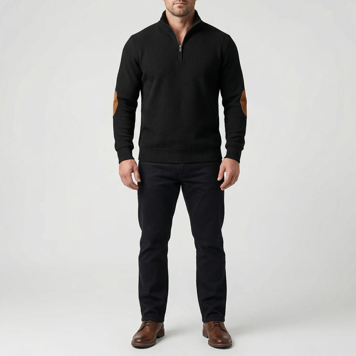 Quartzen - Pullover a coste con cerniera a un quarto