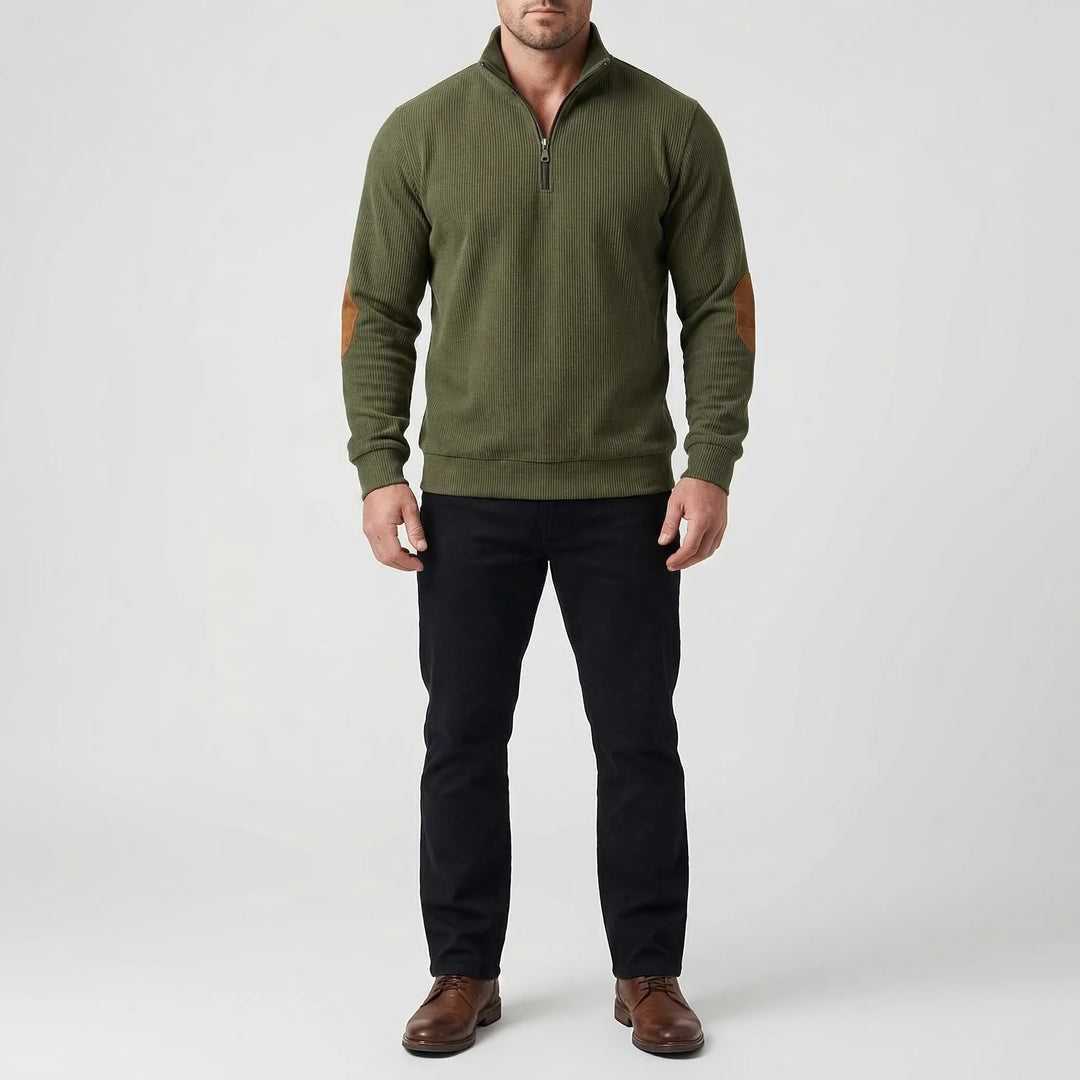 Quartzen - Pullover a coste con cerniera a un quarto