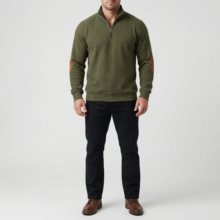 Quartzen - Pullover a coste con cerniera a un quarto
