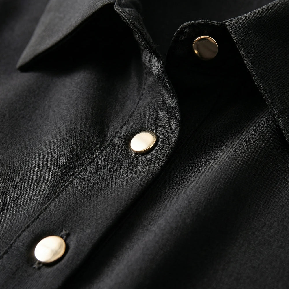 Quiltonelle - Camicia a maniche lunghe trapuntata con bottoni