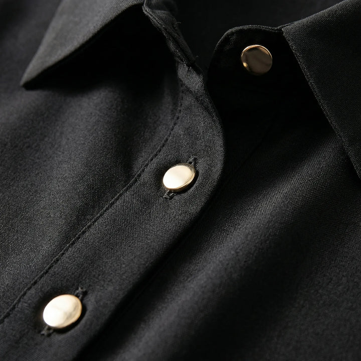 Quiltonelle - Camicia a maniche lunghe trapuntata con bottoni