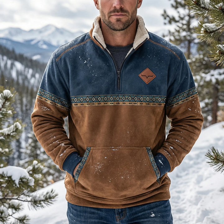 Ranchvex - Pullover foderato in pile con chiusura a un quarto di zip