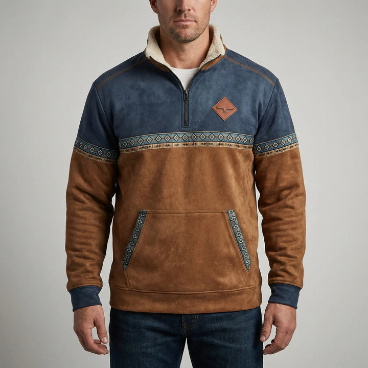 Ranchvex - Pullover foderato in pile con chiusura a un quarto di zip