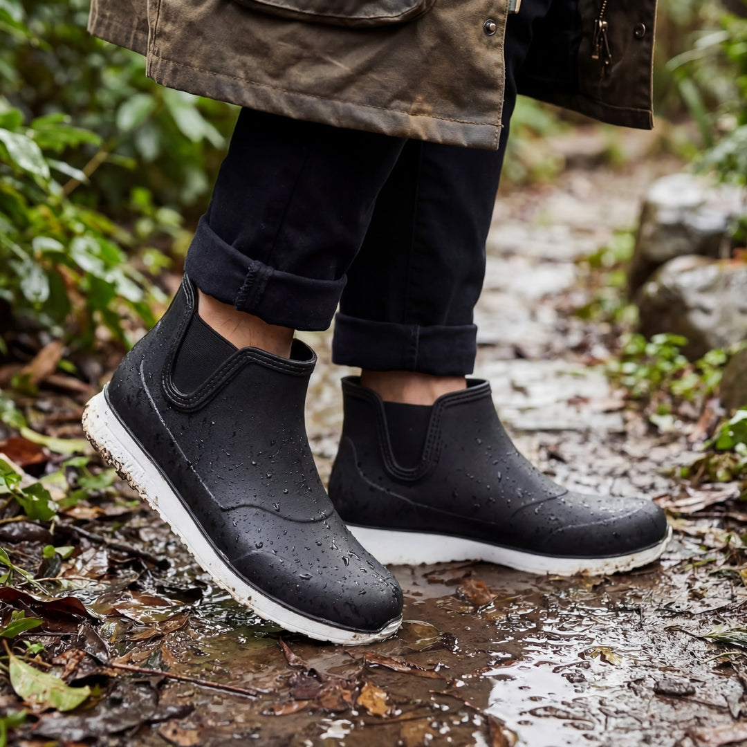 Raynvex - Stivaletto da pioggia impermeabile alla caviglia, modello slip-on