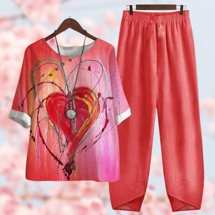 Set a due pezzi con motivi floreali vintage