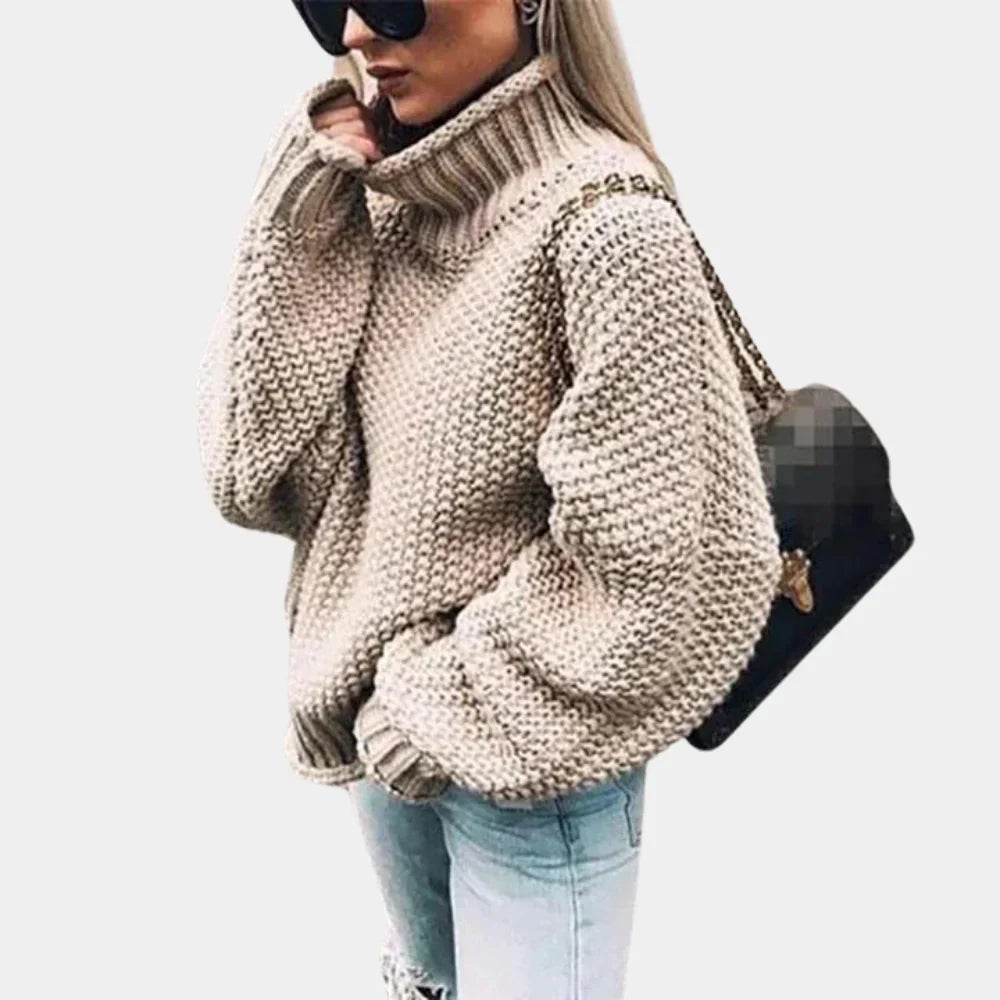 RIVA - Maglione a collo alto lavorato a maglia da donna