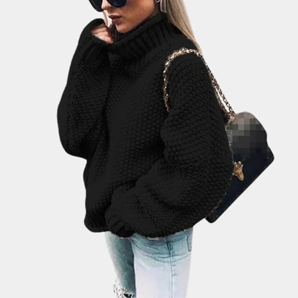 RIVA - Maglione a collo alto lavorato a maglia da donna