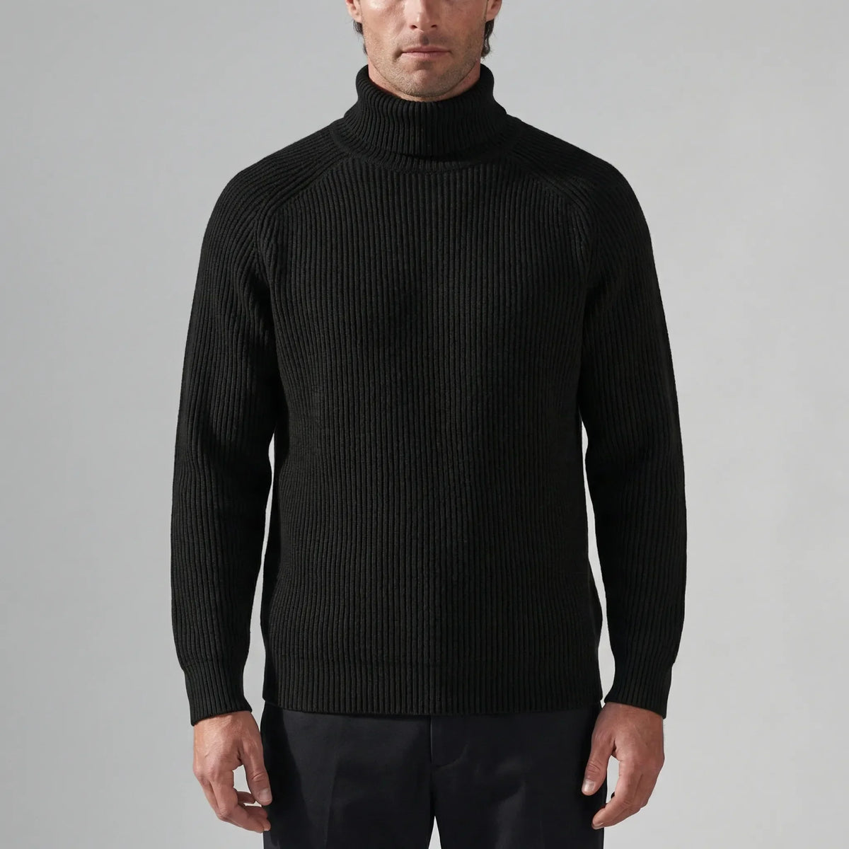 Maglione Collo Alto Ribattuto Slim Fit per Uomo