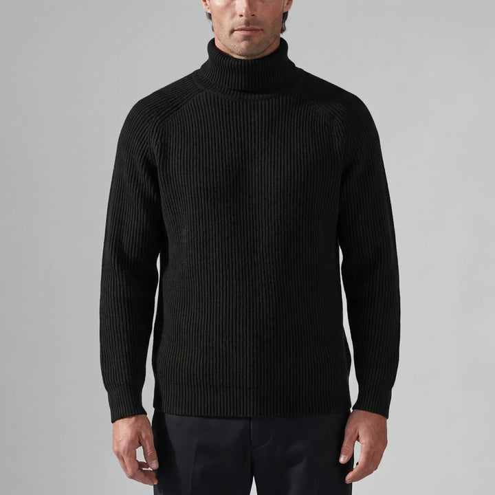 Rollnek - Maglione a collo alto a coste dalla vestibilità slim