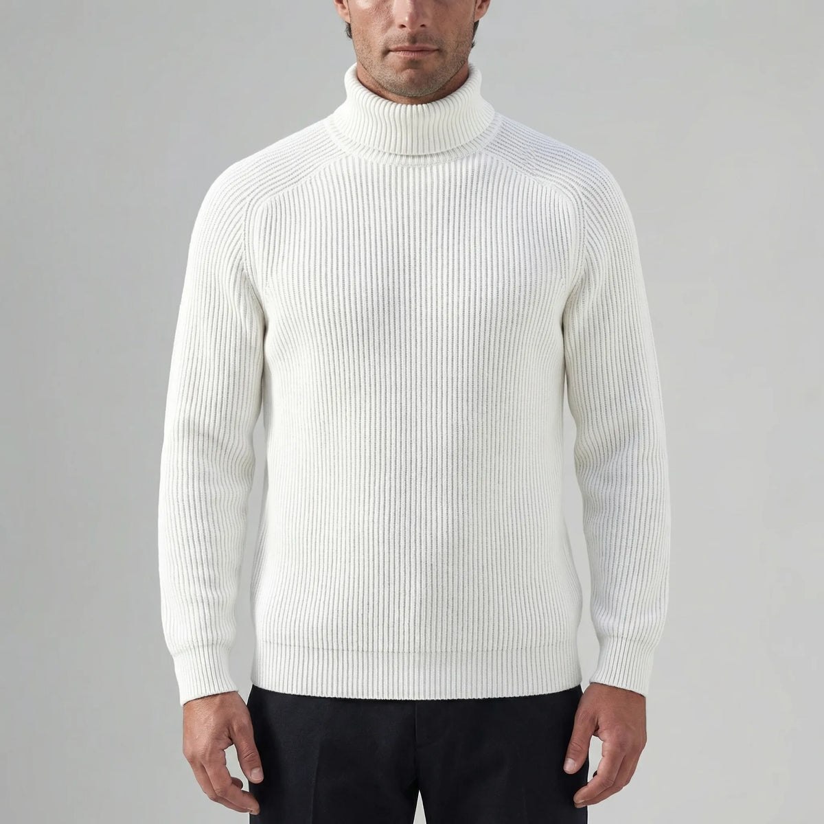 Maglione Collo Alto Ribattuto Slim Fit per Uomo