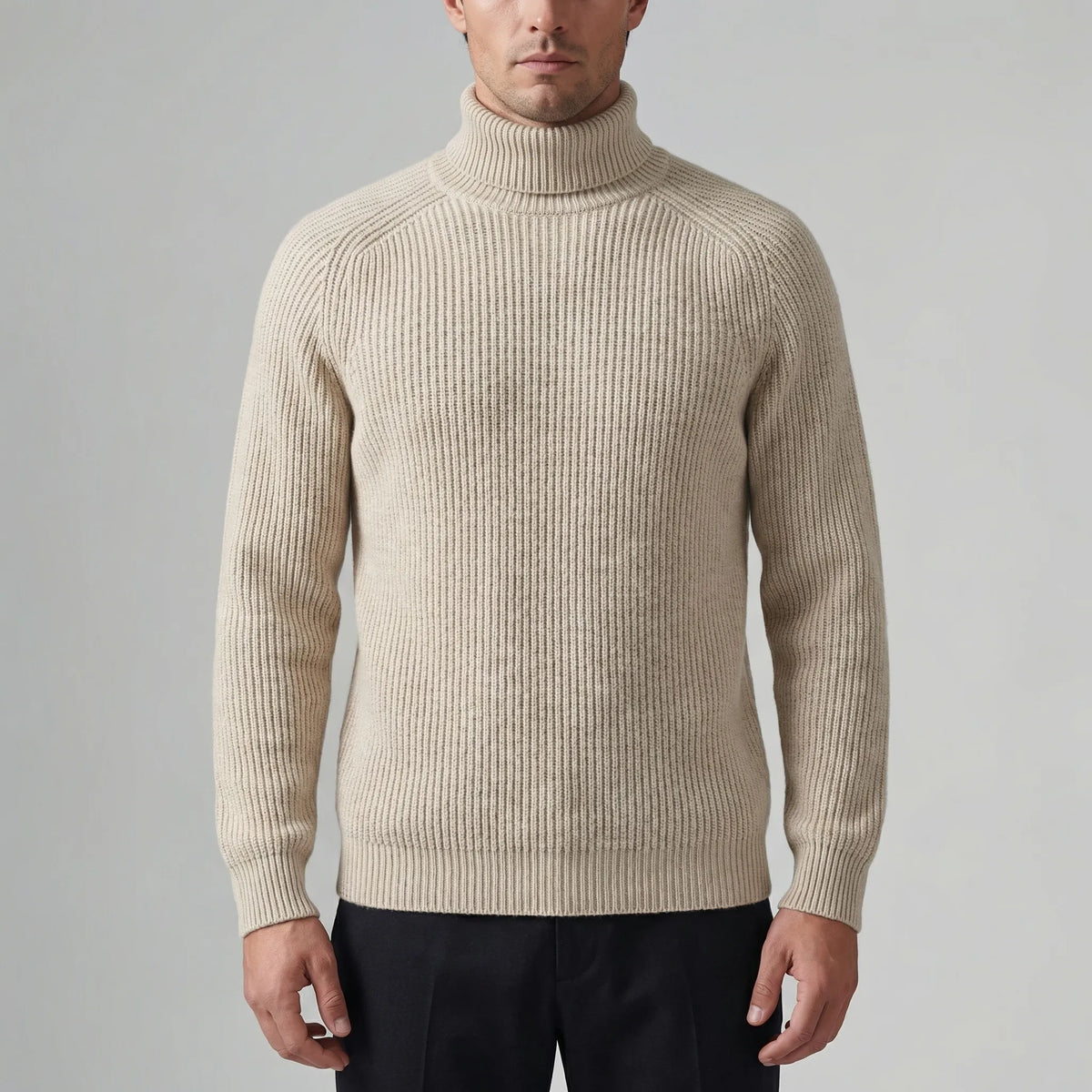 Maglione Collo Alto Ribattuto Slim Fit per Uomo