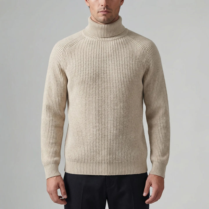 Rollnek - Maglione a collo alto a coste dalla vestibilità slim