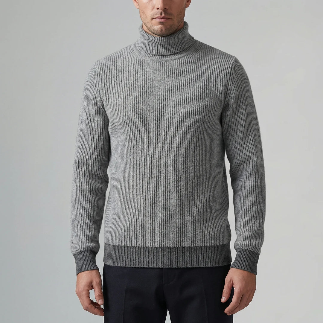 Rollnek - Maglione a collo alto a coste dalla vestibilità slim