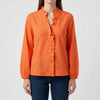 Blusa a maniche lunghe con scollo a V ruffled