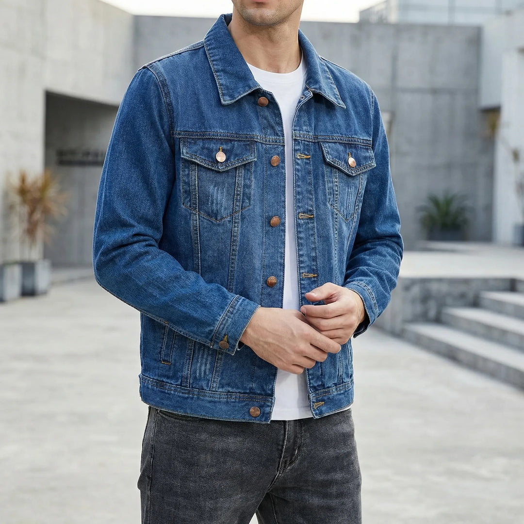 Ruveko - Giacca di jeans classica con abbottonatura frontale
