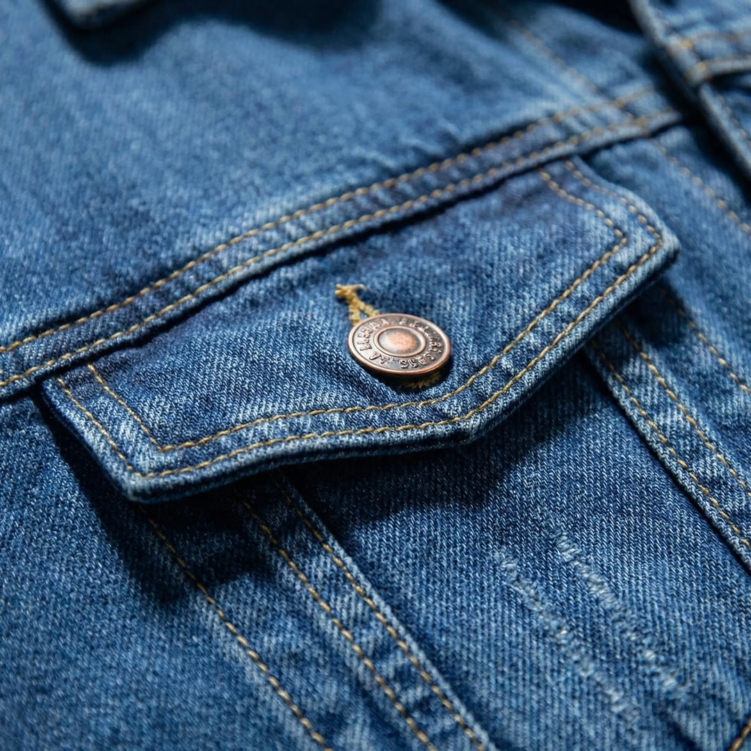 Ruveko - Giacca di jeans classica con abbottonatura frontale