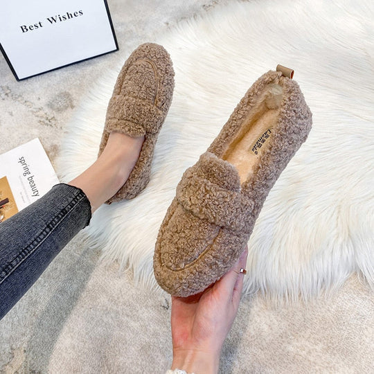 Pantofole in peluche con suola antiscivolo da donna