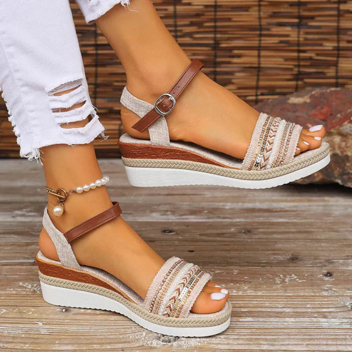 Sandali a Wedge Stile Boho da Donna