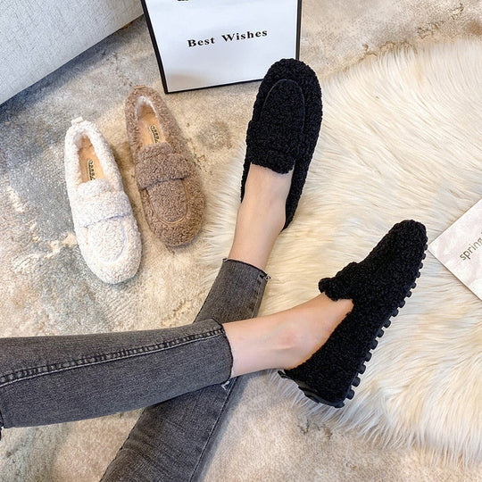 Pantofole in peluche con suola antiscivolo da donna