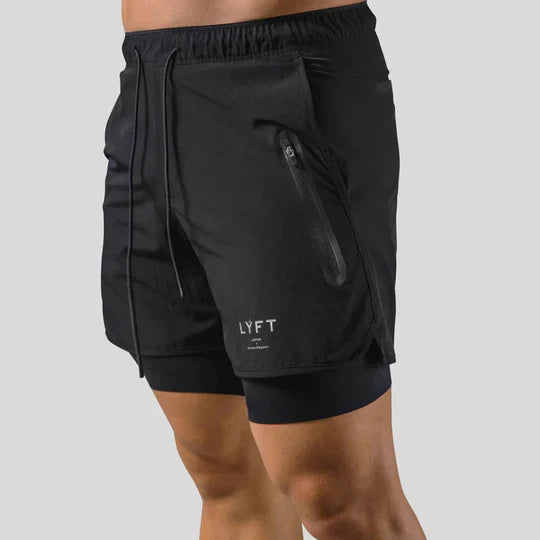 Pantaloni sportivi 2 in 1 con strato a compressione da uomo