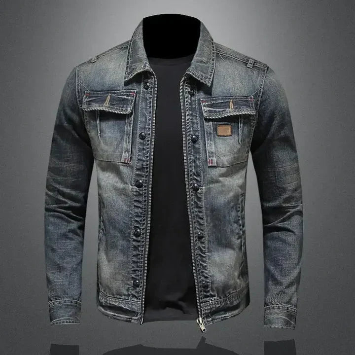 Tasche sul Petto - Giacca Classica in Denim per Uomini