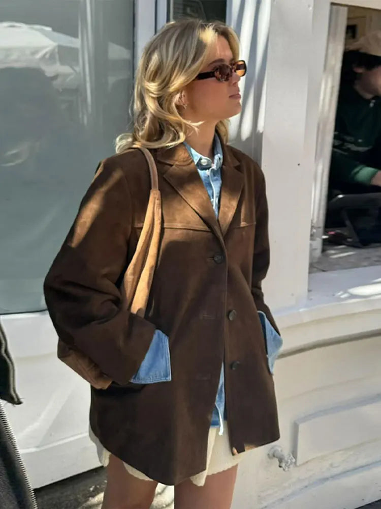 Giacca scamosciata classica da donna