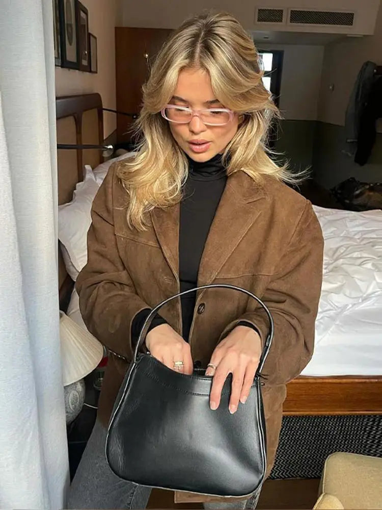 Giacca scamosciata classica da donna