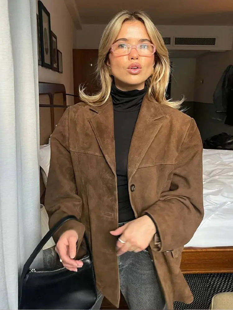 Giacca scamosciata classica da donna