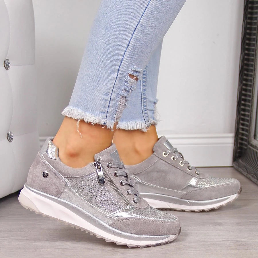 Sneakers ergonomiche in rete con zip da donna