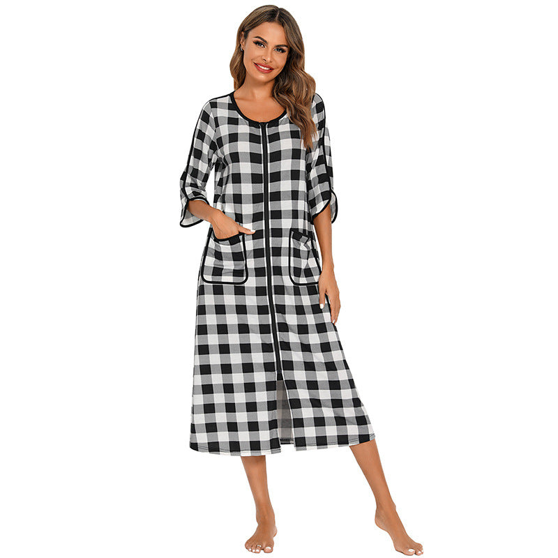 Camicia da notte calda con zip e cappuccio