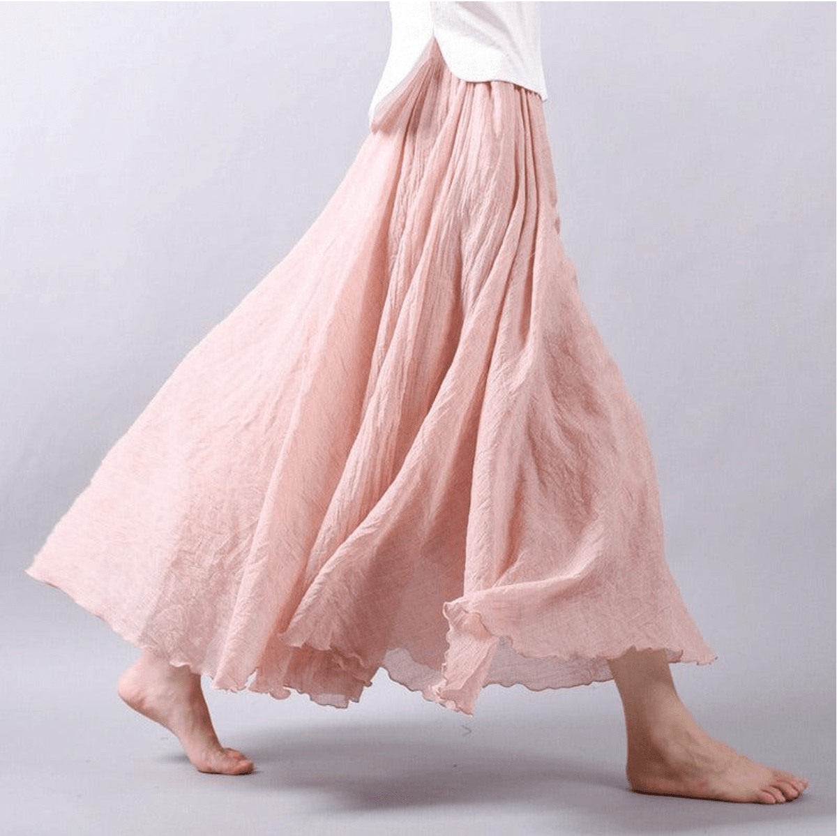 Gonna lunga in lino stile boho da donna