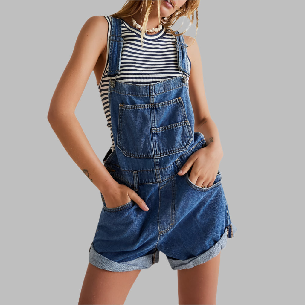Salopette Denim Senza Maniche Casual Chic
