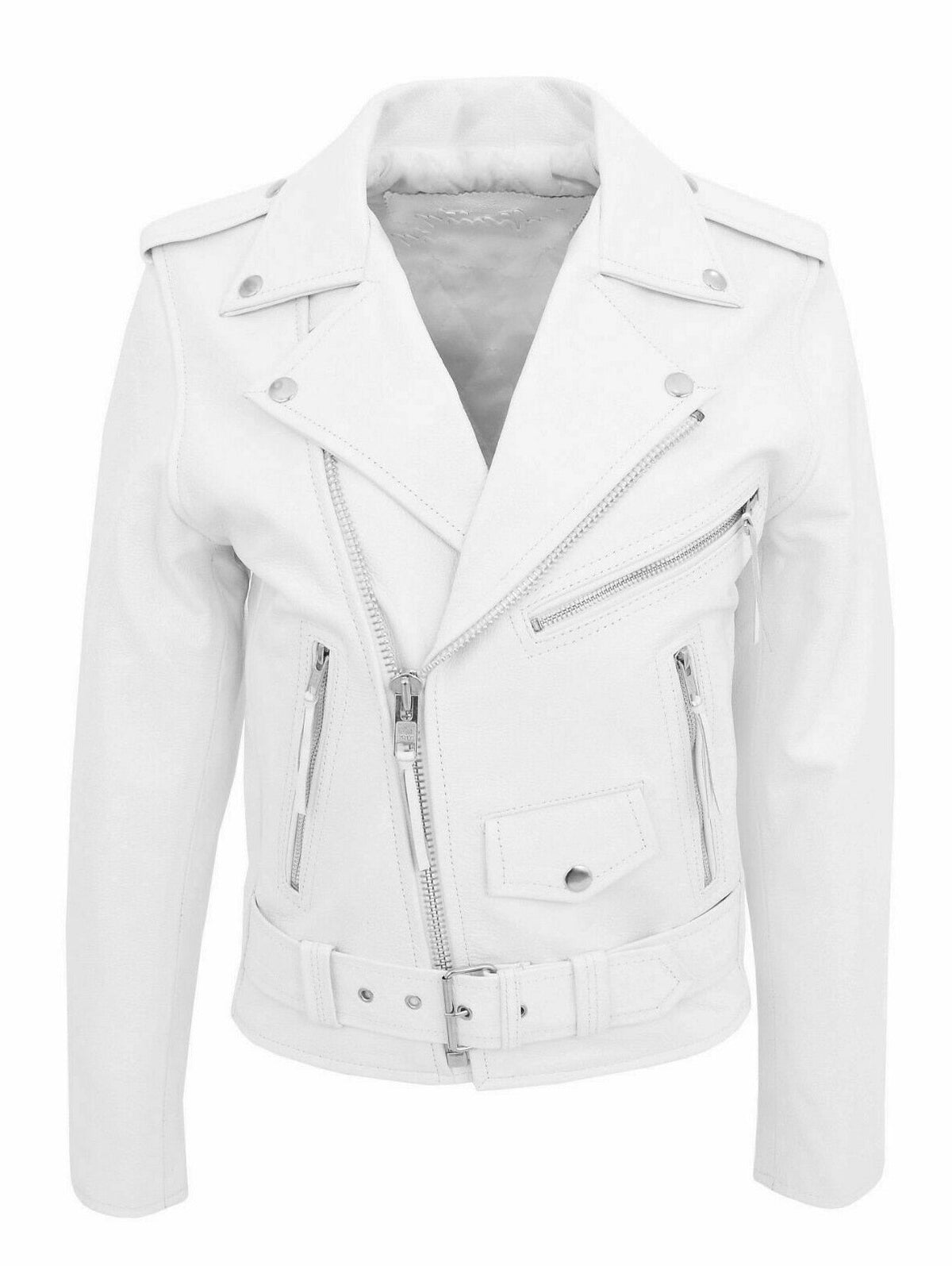 Giacca biker in pelle con zip asimmetrica da uomo