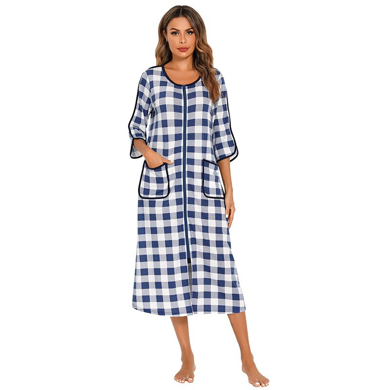 Camicia da notte calda con zip e cappuccio