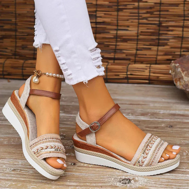Sandali a Wedge Stile Boho da Donna