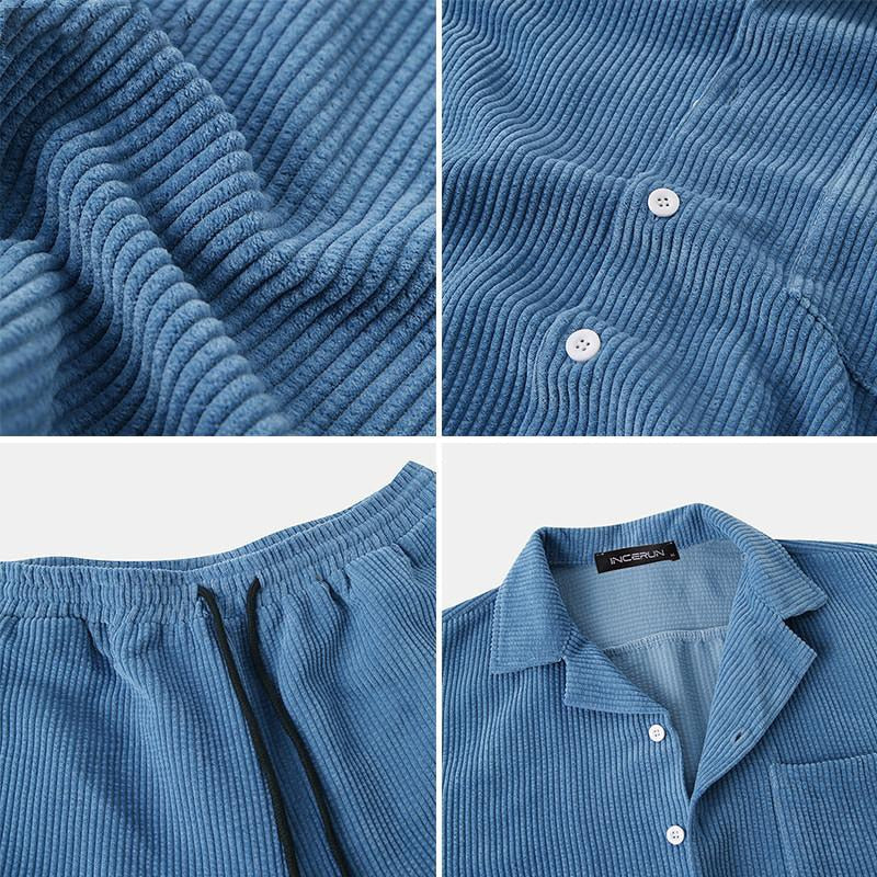 Set di abbigliamento estivo a coste per uomo: stile disinvolto e comfort per le giornate calde