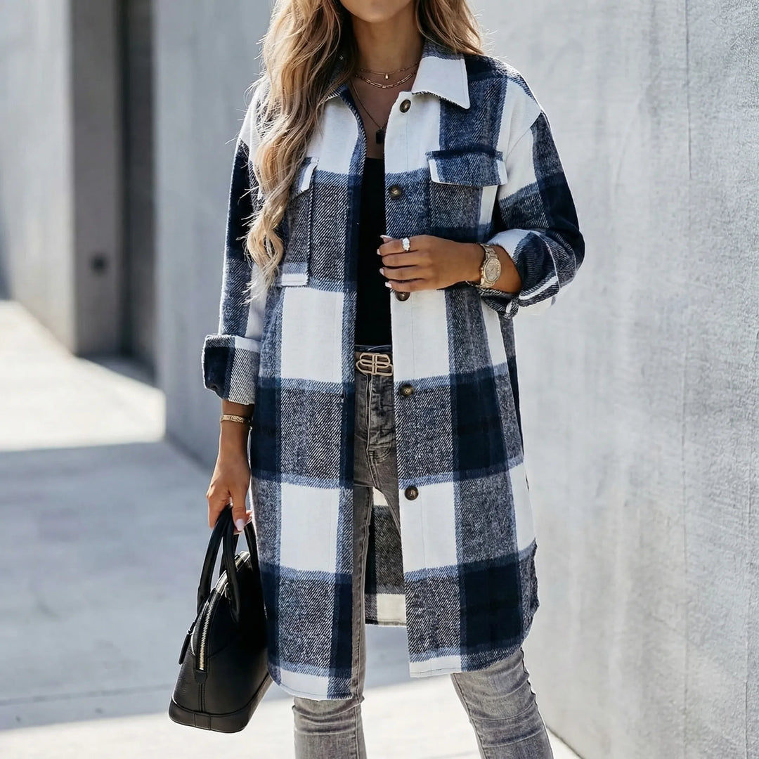 Shackora - Camicia-giacca oversize a quadri con bottoni