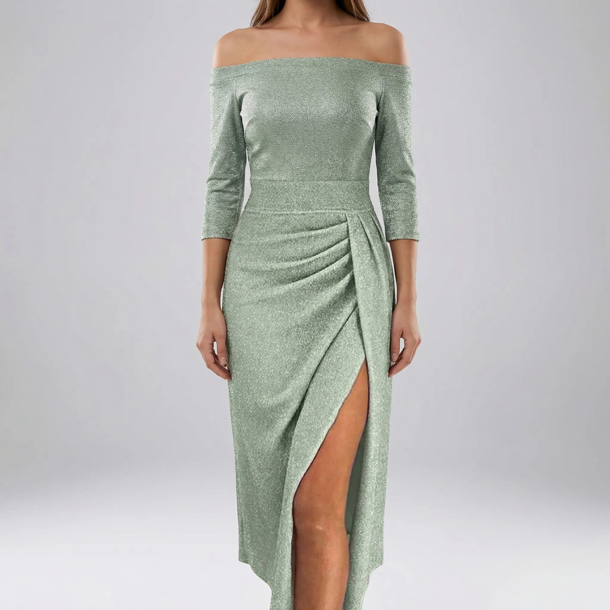 Abito Midi Bodycon Senza Spalle