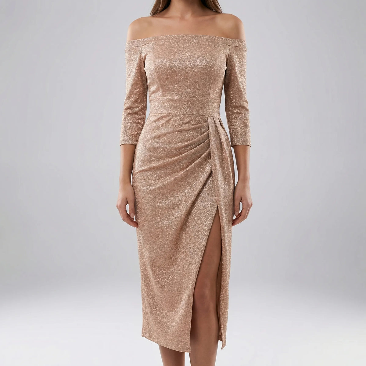 Abito Midi Bodycon Senza Spalle