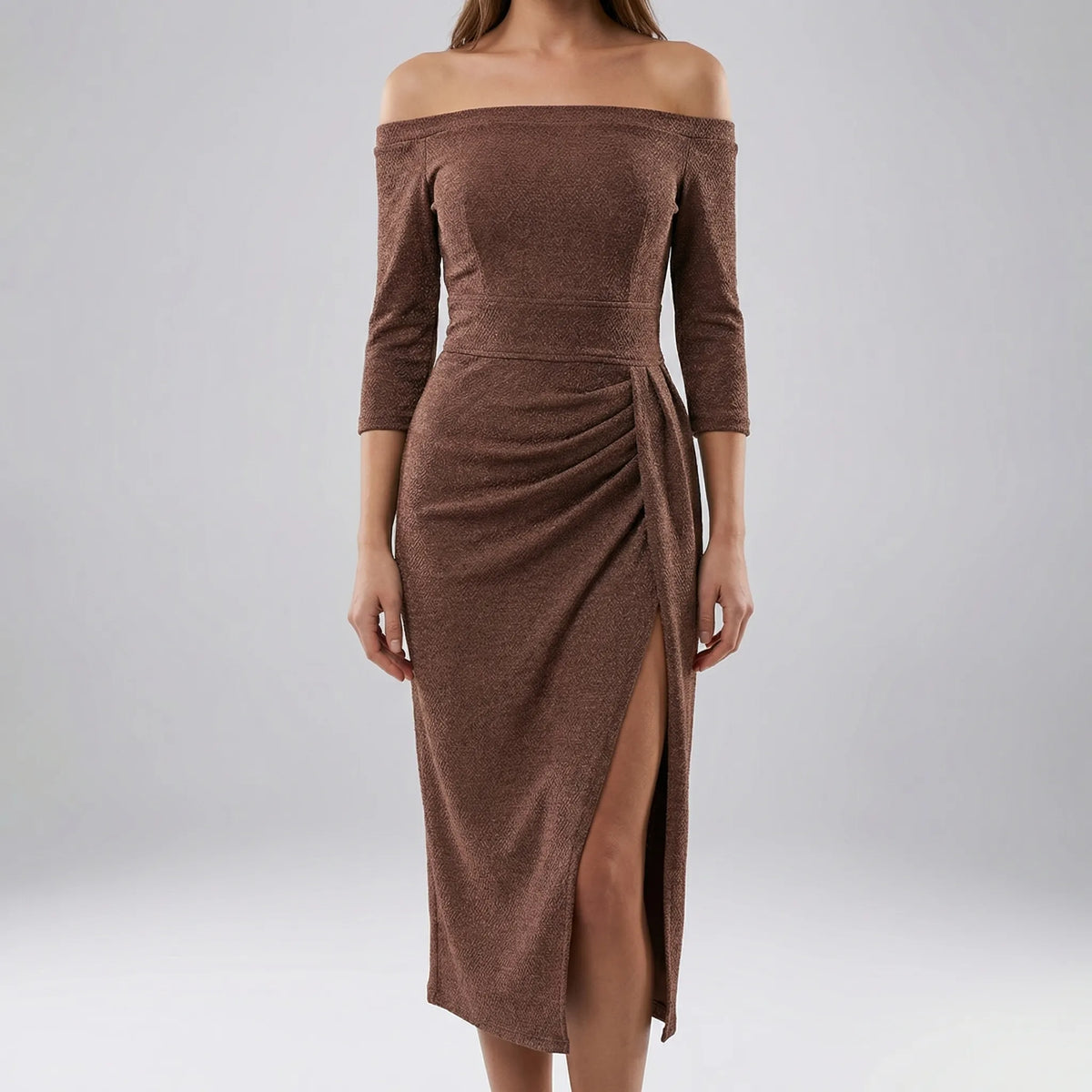 Abito Midi Bodycon Senza Spalle