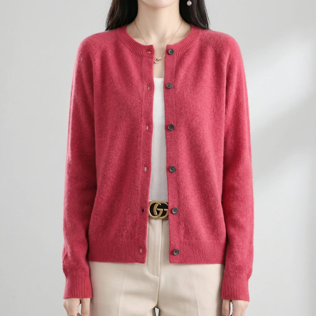 Cardigan da donna Softera con scollo a O e abbottonatura frontale