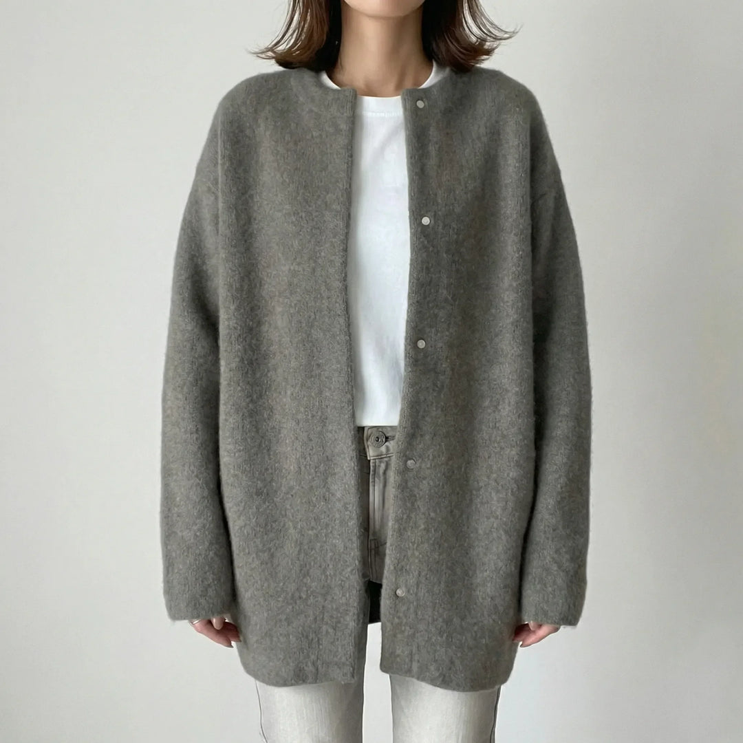 Softwren - Cardigan oversize in maglia con abbottonatura frontale
