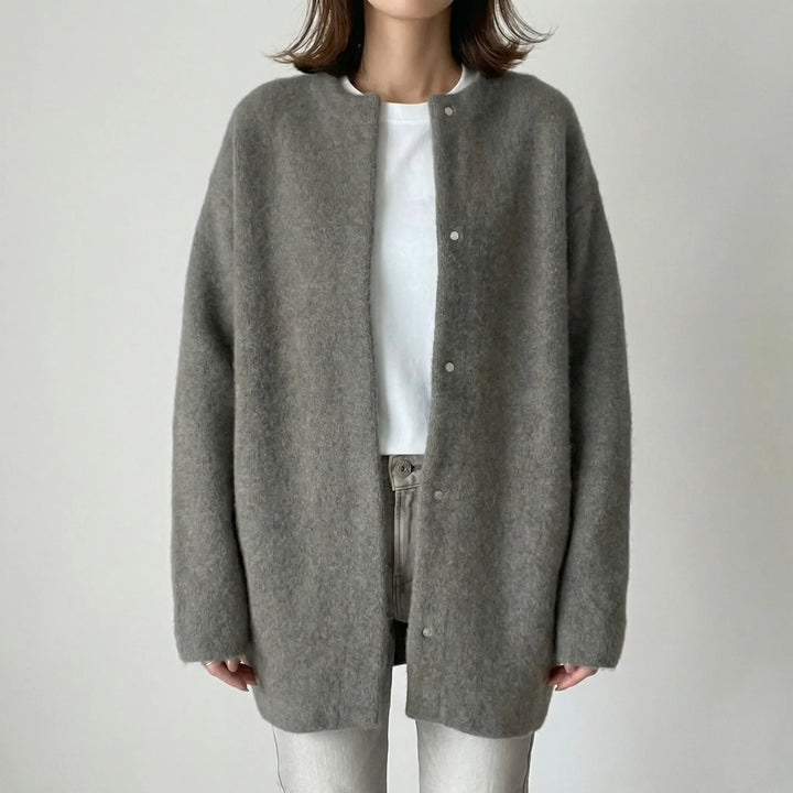 Softwren - Cardigan oversize in maglia con abbottonatura frontale