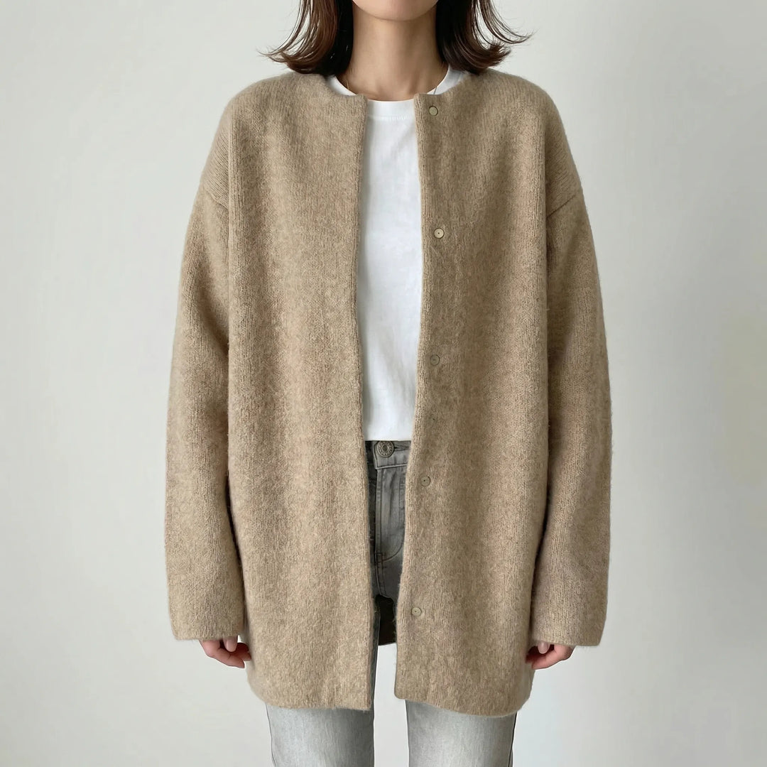 Softwren - Cardigan oversize in maglia con abbottonatura frontale