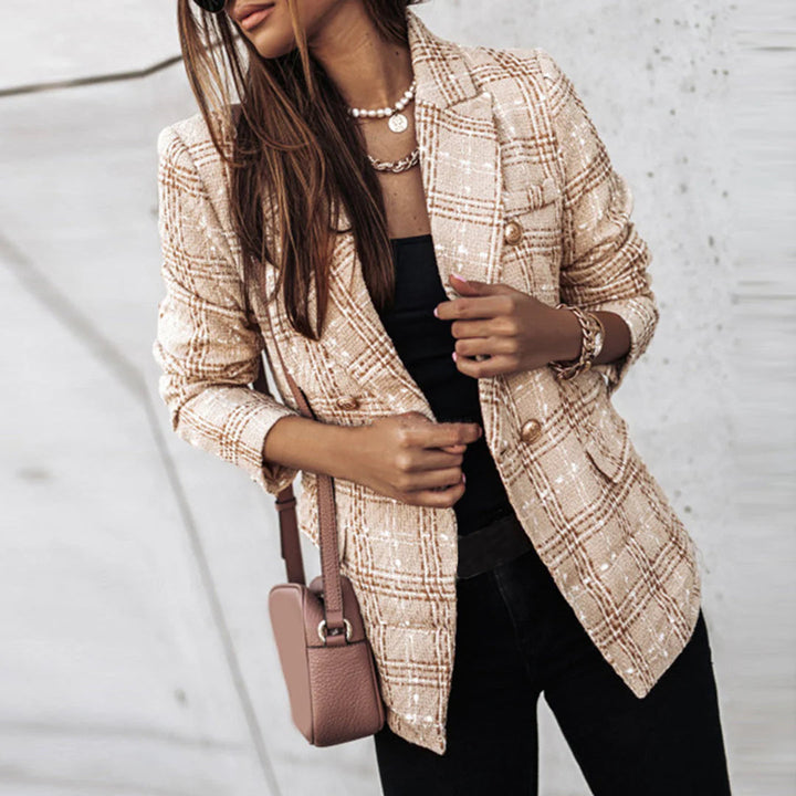 Elegante blazer da donna con motivo e bottoni dorati
