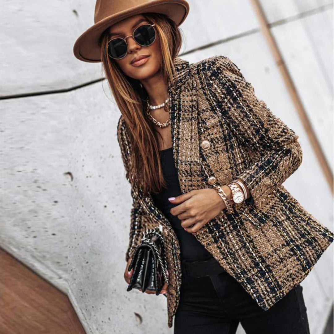 Elegante blazer da donna con motivo e bottoni dorati