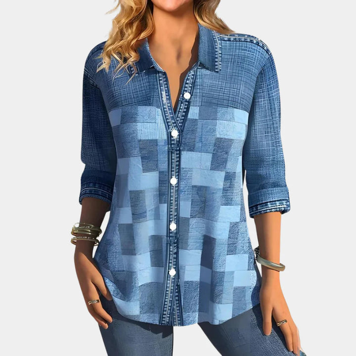 Blusa Casual Donna con Pattern a Check