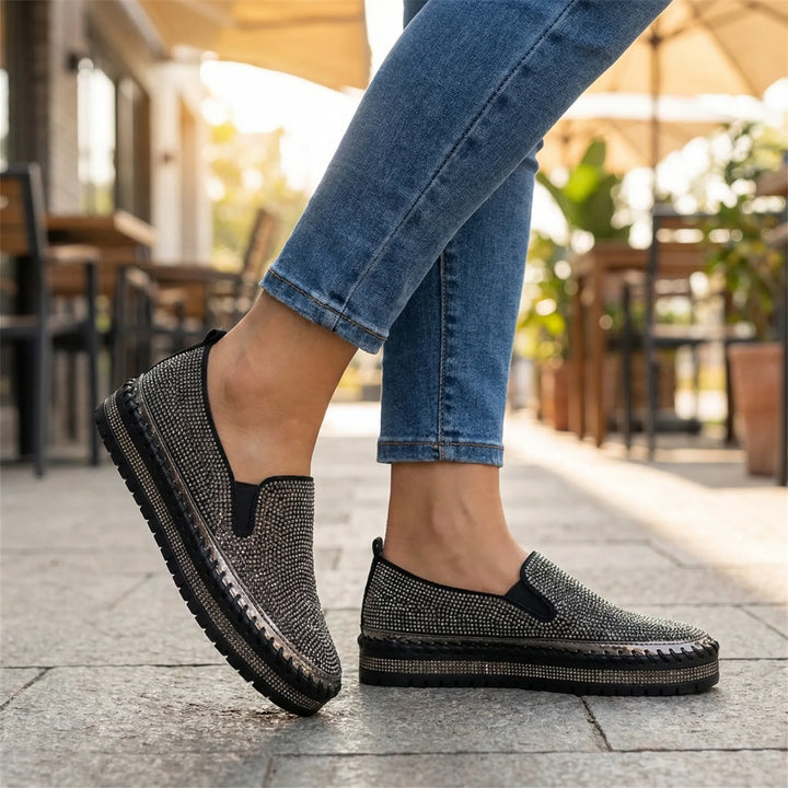 Sparkova - Ballerine slip-on decorate con strass