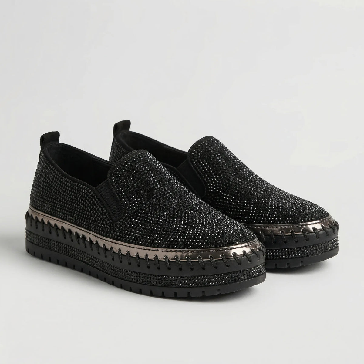 Slip-On Flat Decorato con Strass