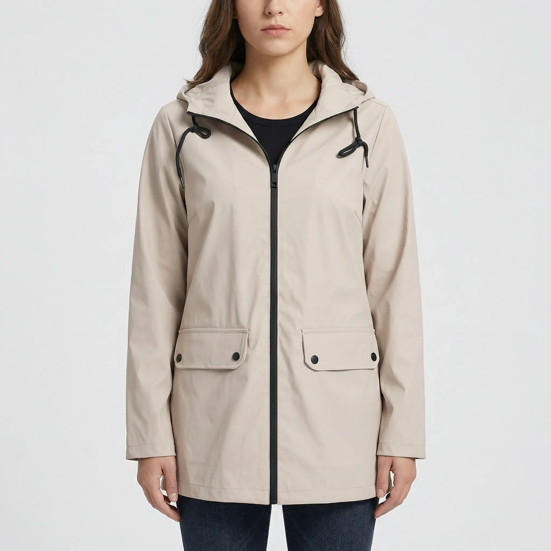 Stormelle - Giacca lunga con cappuccio e idrorepellente